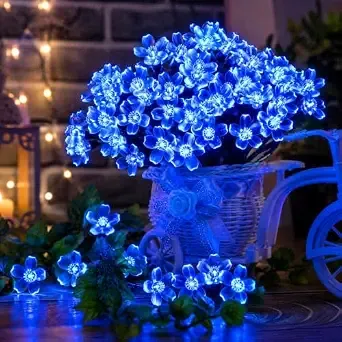 [Apply 2% Coupon] MoonlitDreams 10M 36LED Silicon Flower Pixel Serial String Lights Waterproof Copper Wire Fairy Lights for Deepawali & Diwali Decoration, Home Décor, Pooja, Christmas, Wedding & Balcony (Blue)