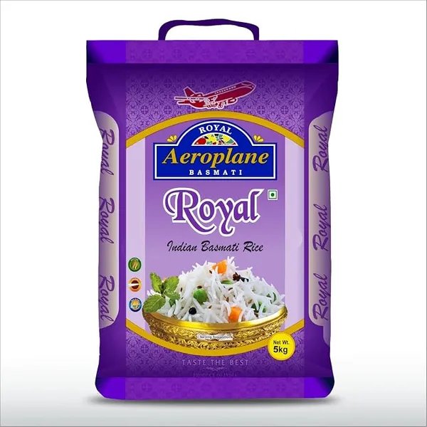 Aeroplane Royal Basmati Rice 5kg | Premium Aged Long Grain | Rich Aroma | Non-Sticky Fluffy Grains | Best Basmati Rice for Everyday Cooking