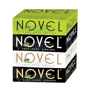 Novel Box Tissue Unscented 100 Pulls Pack of 4 (800 Sheets) | Ultra Soft, Skin Friendly & Highly Absorbent Face Tissues | Car, Home, Office, Travel