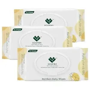 Bamboo Wet Wipes | 216 Wipes | 72 Wipes x 3 Packs | 99.99% Purified Water, 100% Bamboo Baby Wipes, Unscented & Alcohol-Free, Soft Moist Cleansing Wipes for Face, Hands & Body, Travel-Friendly