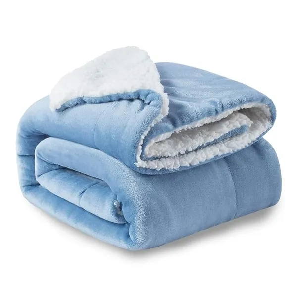 Bumtum Super Soft New Born Baby Double Layer AC Blanket | Wrapper Sheet for Baby Boys & Baby Girls | Lightweight | Super Comfortable (130cm x 105cm, Sky Blue)