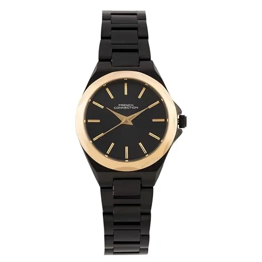 French Connection Equinox Black Hexagonal Dial Womens Analogue Watch FCH11BM