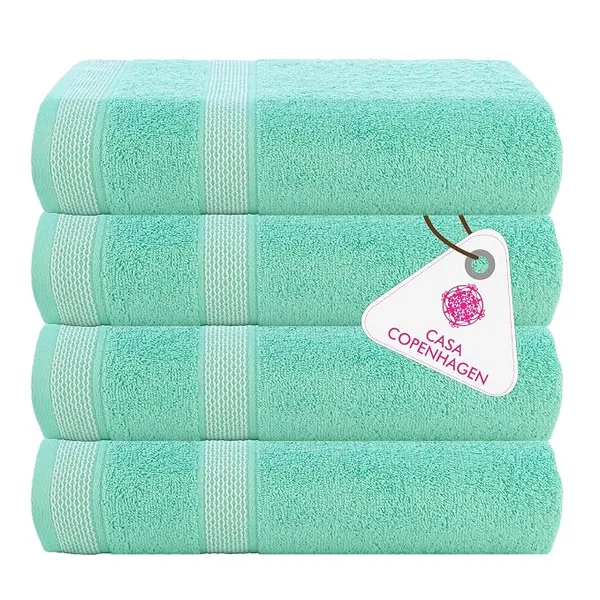 Casa Copenhagen - Egyptian Cotton Solitiare 4 Pcs Hand Towel (40 X 60 cm) Colour : Aqua Blue