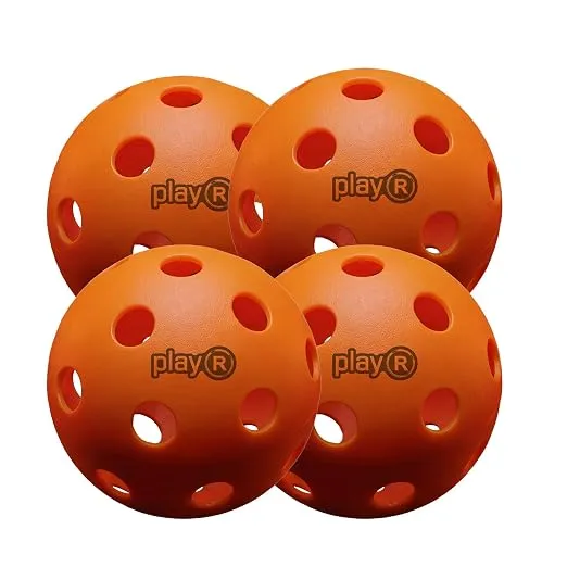 playR Pickleball Balls – Injection Molded Lightweight Pickleballs, Durable Construction, Power, Stable Flight & Consistent Bounce, Precision Performance Balls for Training & Match Play – Pack of 4
