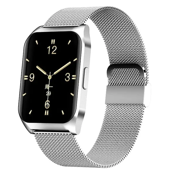 French Connection Smart Man Full Touch Smartwatch with Mesh Band (Color: Silver) with 1.69'' Large Display, Bluetooth, Sport Modes, Metal Body, Heart Rate Monitor, Multiple Watch Faces- E17-D