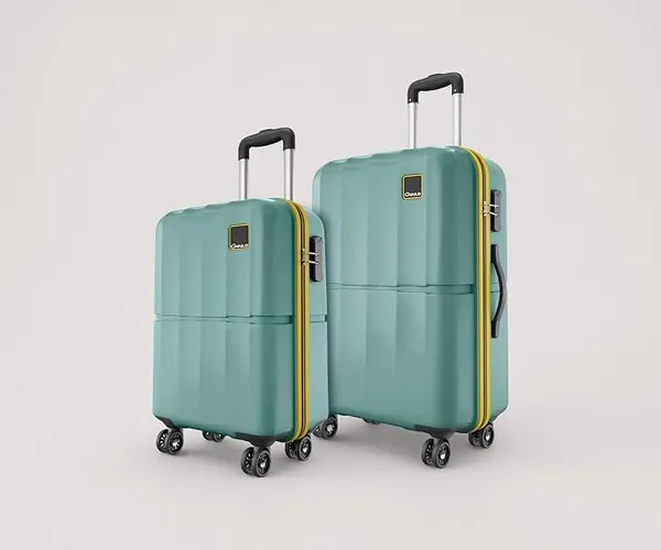 Safari Genius Theo 8 Wheels Set of 2 (Cabin + Medium) Trolley Bags, Hard Case Polycarbonate, 360 Degree Wheeling Carry-on & Check-in Luggage, Suitcase for Travel, Trolley Bags for Travel, Sage Green