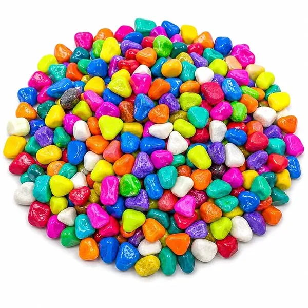 Bindian Decorative Pebble Stone, Multicolour, Natural Stone, Smooth & Polished Pebbles for Aquarium, Garden, Plant Pot, Fountain Décor (1 Kg, Multicolor)