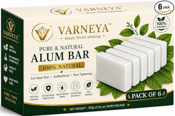 Naturals Pure Alum Bar 100g | Potash Alum (Fitkari) | 100% Natural Crystal Alum | Premium Quality | Ideal for Shaving, Skincare & Traditional Use (Pack OF 6)