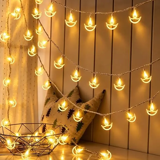 Desidiya® Diya Shape Diwali Lights for Decoration for Home- 12 LED Warm White Diwali Fairy String Lights for Home, Mandir, and Durga Pooja Room, Mandir Decor (Indoor/Outdoor)
