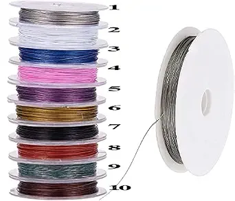 Diy Crafts 17763 148-164 Ft Tiger Tail Beading Wires Bright Bead Stringing Wires Stainless Steel/multi Color, Pack of 1 Roll, Shade No # 9 (Multicolor)