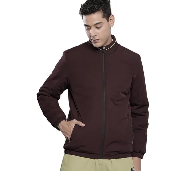 The Indian Garage Co Men's Slim Fit Solid Puffer Jackets