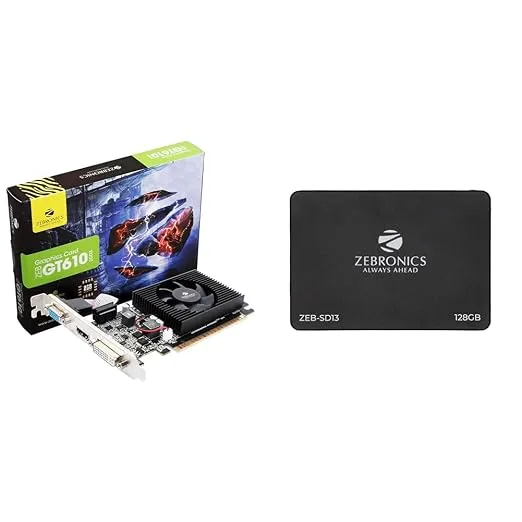 ZEBRONICS Gt610 2Gd3 with Pcie 2.0,Multiconnectivity Hdmi Dvi Vga,High Efficiency,Heatsink with Fan.