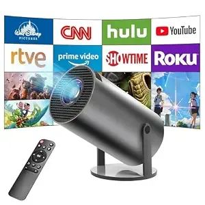 [Apply 6% Coupon] JIFAR Mini Projector, Portable Projector with WiFi and Bluetooth, Built-in Apps, Supports 4K 1080P, 180° Rotation, Car Keystone, Movie Projector Compatible with HDMI/USB (JFP39)