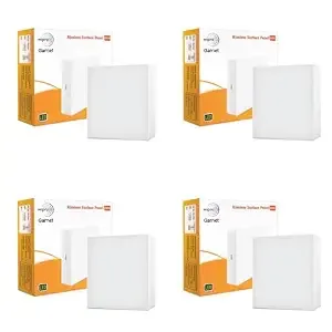 wipro Garnet 24W Rimless Square LED Surface Panel | Warm White Light (2700K) | Elegant Rimless Design for Wider Spread of Light | Surface Mounted LED Down Light for Ceiling | Pack of 4