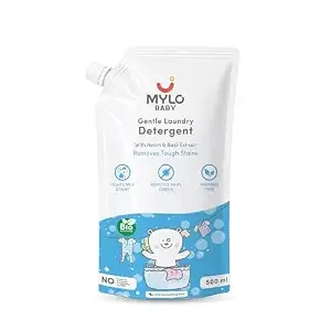 Mylo Baby Detergent Liquid For Clothes | Anti - Bacterial | No Harmful Chemicals, No Allergens & No Artificial Colours (500 ml (Pack of 1))