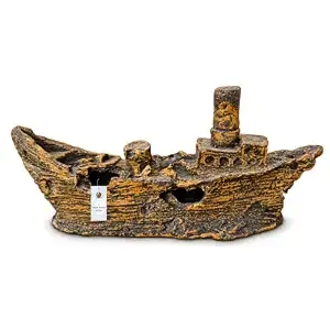 Foodie Puppies Thematic Ornament Resin Aquarium Decor - (Sailing Ship (Large), 21.5 x 6 x 18.5 cm) Unique Hideaway Natural Looking Landscape for Fish Tank Accessories, Pond and Turtle House