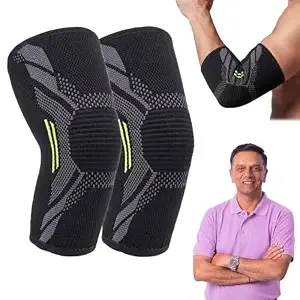 Careforce Elbow Support For Men & Women, Compression Elbow Sleeve, Elbow Brace for men, Ideal For Gym, Weightlifting, Badminton, Cricket, Tennis, Training & Injury Prevention - Black - S (Pair)