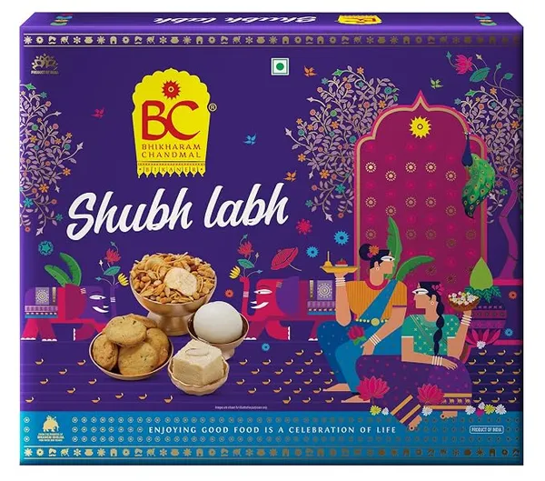 Bhikharam Chandmal - Shubh Labh Diwali Gift Hamper - Rasgulla 500 Gm, Soan Papdi 200 Gm, Navratan Mixture 200 Gm, Methi Maathi 200 Gm - Ideal For Gift - Pack Of 1