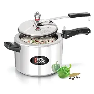 Milton Pro Cook Induction Cookware & Gas Stove Friendly Aluminium Pressure Cooker with Inner Lid 5 Litre | Food Grade Nitrile Gasket | ISI Certified | Durable | 5 Year Warranty | Silver