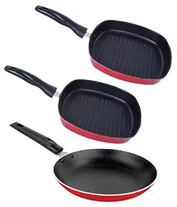 Nirlon Rust Free Non-Stick 3 Piece Kitchen Cooking Utensils Set with Bakelite Handle, 2.6mm_TP_GP(22.5)_GP(24)