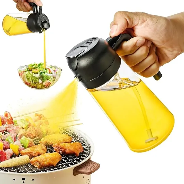 Nirency 500ml 2 in 1 Oil Dispenser Bottle, Oil Spray Bottle for Cooking, Oil Sprayer for Air Fryer, Oil and Vinegar Pourer and Sprayer Bottle, Kitchen Oil Bottle (Multicolor)
