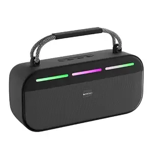 Zebronics Sound Feast 45 Portable Bluetooth Speaker, 20W RMS, Up to 5h Playback, 6.6cm Driver, Deep Bass, 4 RGB Modes, BT v5.4, USB, mSD, TWS, Type-C Charging, Carry Handle (Black)