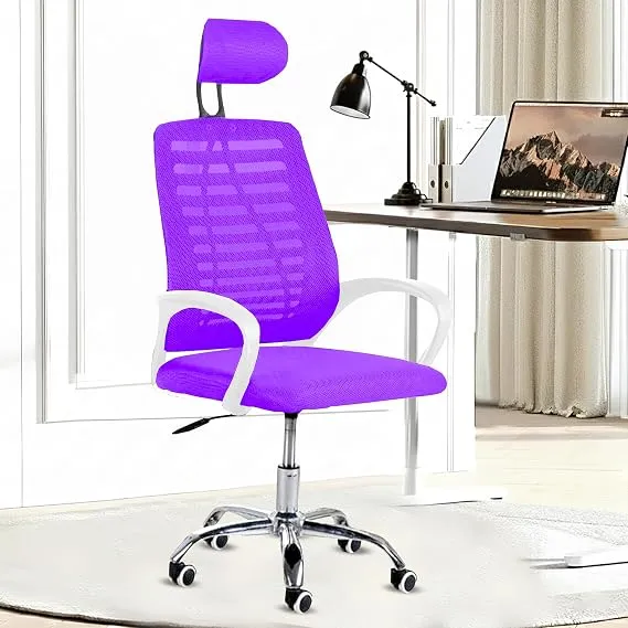 [HDFC CC OFFER] Casa Copenhagen,Mesh Office Desk,Rocking, Ergonomic Computer Chair Adjustable High with Headrest and Comfortable Armrest Swivel Chair - Dark Black & Black Handle