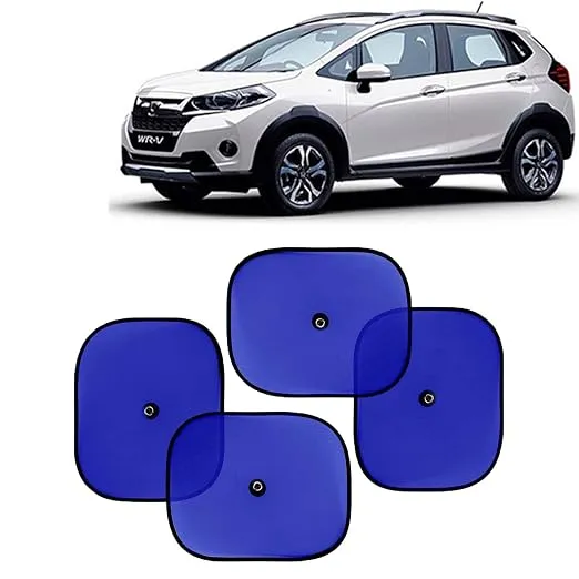 KINGSWAY Car Window Curtain Sticky Sun Shades Compatible with Honda WRV, (Year 2017-2019), Universal Fit Sunshades for Side Window, Rear Window, Blue Color, 4 Pieces