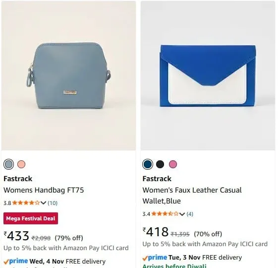 Fastrack Handbags & Wallets upto 80% off starting From Rs.418 @ amazon