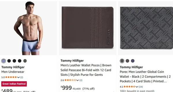 Tommy Hilfiger Clothing & More upto 75% off starting From Rs.399 @ amazon