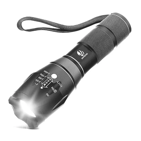 [Apply 3% Coupon] Magicwand Rechargeable Led Zoom Flash Torch Light with Universal Battery Charger & Box【Pack of 1 Torch】【Black】