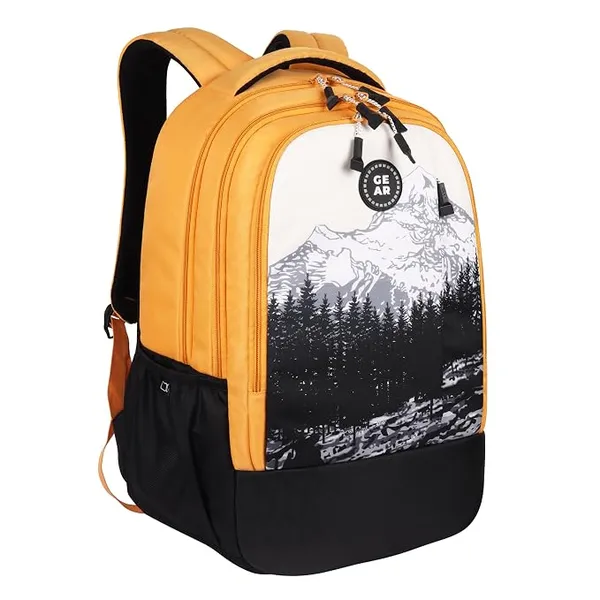 Gear Alpine 19"/39L Large Water Resistant School Bag/College Bag/Casual 4 Compartment Backpack/Daypack/Travel 4 Compartment Backpack/Kids Bag for Boys/Girls (Yellow-Black)