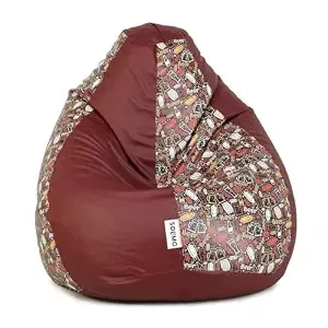 Sattva 3XL Bean Bag Cover Without Beans, Faux Leather Bean Bags Cover with Handle & Zipper, Bean Bag Cover for Living Room & Bedroom - Beer