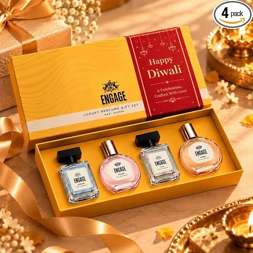 Engage Luxury Perfume Diwali Gift Set for Men & Women 80ml (20ml x 4) | Couple Gift | 4 Premium EDP Fragrances | Wedding, Anniversary, Gift | Unisex | Dermat-Tested | No Paraben