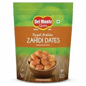 Del Monte Royal Arabian Zahidi Dates 450 G |Premium Zahidi | Source of Dietary Fibre | Natural and Sweet | Iraq Imported | Dried Fruit | Healthy Snack