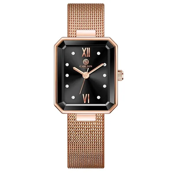 Carlton London Women Stainless Steel Analog Watch | Mothers Day Gift for mom | Waterproof Watches for Women Girls Ladies | Luxury Square Watch | Fashionable Trendy Quartz Movement Wrist Watch