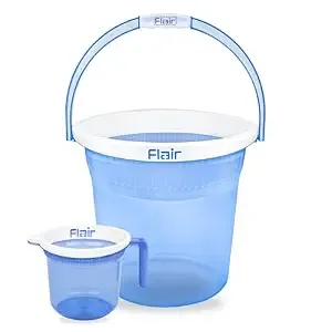 FLAIR Estella Crystal Bathroom Essentials Set | 24L Plastic Bucket with 1.5L Mug | Transparent Blue | Premium Virgin Plastic, Durable & Multipurpose (T.Blue, 24 Bucket + 1.5 Mug LTR)