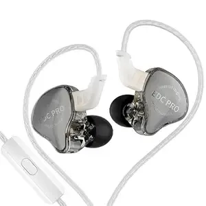 KZ EDC PRO IEM Wired Earphone, HiFi Dynamic Driver (DD) IEM, High-Functioning Silver-Plated OFC Cable, 0.75mm Detachable Cable, 3.5mm Plug for Audiophiles & Musicians. (Black)