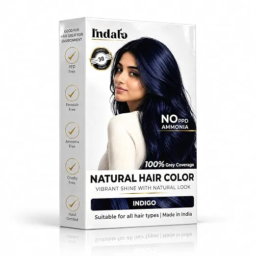 Indalo Natural Indigo (Indigofera Tinctoria) Hair Colour Powder, No Ammonia, No PPD, No Paraben, Conditioning Hair Growth & Anti-Dandruff for Hair Colour for Men & Women (100gm, Pack of 1)