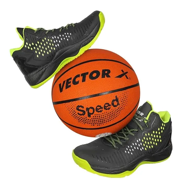Vector X BB-22 Basketball Shoes with Synthetic Leather+ Breathable Mesh Upper |Walking |Playing|Casual |Comfortable Lace-Up Sports Shoe | Footwear for Adult, Men & Boys Girls