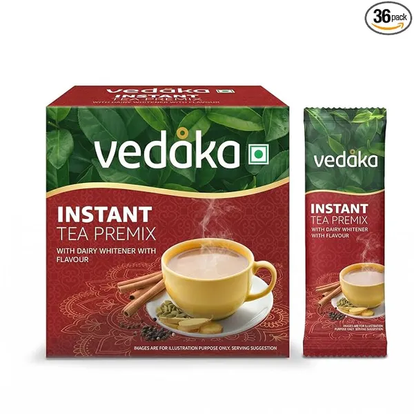 Amazon Brand - Vedaka Premix Tea 36 Sachets | Instant Masala Chai | Just Add Hot Water | No Boiling Needed | Travel Friendly | Ready in Seconds
