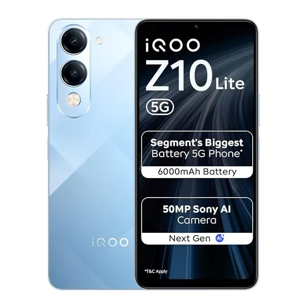 [HDFC CC EMI] iQOO Z10 Lite 5G (Titanium Blue 2026, 4GB RAM, 64GB Storage) | Dimensity 6300 5G Processor | 50MP Sony AI Camera | 6000 mAh Battery | IP64 Rated & Military Grade Shock-Resistance*