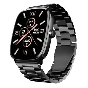 boAt Ultima Regal w/ 2.01”(5.10 cm) Crystal-Clear AMOLED Display, 1000 NITS Brightness,Premium Metal Body, Functional Crown, 100+ Sports Modes, Fitness Smart Watch for Men & Women (Steel Black)