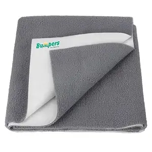 Bumpers Waterproof Quick Dry Sheet for Baby| Bed Pad Extra Absorbent Washable Matress Protector| Baby Bed Protector Sheet for Toddler Children (Grey, Small (70x50 cm))