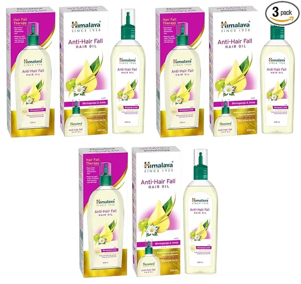[Apply 5% Coupon] Himalaya Anti-Hair Fall Hair Oil | Non Sticky Hair Oil | Promotes Hair Growth | Prevents Hair Fall | Made with Bhringraja & Amla | For Women & Men | 200ml (Pack of 3)