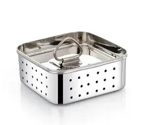 Expresso Stainless Steel Paneer Maker Mould 450ml | Square Paneer & Tofu Press with Lid & Whey Separator | for Homemade Paneer, Tofu & Cheese | Durable & Easy to Clean