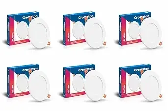 Crompton Star Slim Recessed Downlighter 6W Round Warm White | Pack of 6 | False Ceiling required, Cutout: 4" | For Hall, Bedroom, Kitchen, Office, Store