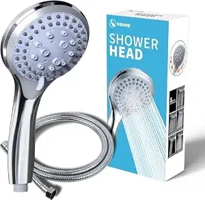 Hand Shower Rain Shower Pressure Increasing 4-Function Hand Shower Shower Head with 1.5 m Heavy Stainless Steel Metal Hose and & Wall Hook for Bathing and Spa (White Finish)