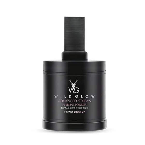 [Apply 2% Coupon] WILDGLOW Korean Hairline Cover-Up Powder Black 10gm | Instantly Covers Grey Roots, Bald Spots, Beard & White Hair | Matte Finish & Long-Lasting | Highly Pigmented Flawless Hair Density Filler