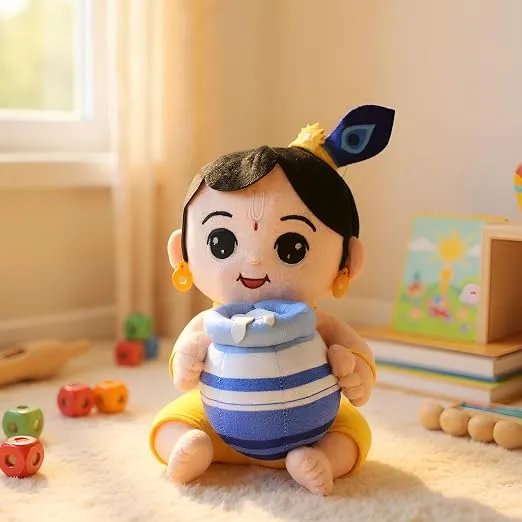 [Apply 3% Coupon] Mantra Chanting Soft Toy (25 Cm) Baby Krishna Musical Soft Toys | Medium Size Soft Plush Toy | God Toy with Info Booklet & Instruction | Best Gift for Infants, Kids, Babies